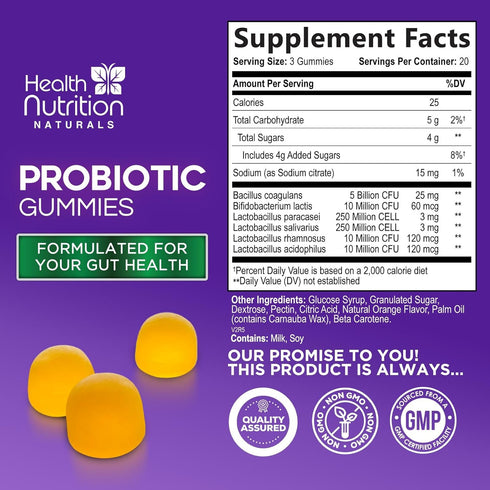 Daily Probiotic Gummies for Women & Men, Extra Strength 5 Billion CFU Daily Probiotics Gummy Supplement, Vaginal Health Gummies, Urinary, Immune, & Digestive Health Support, Vegan Non-GMO, 60 Gummies