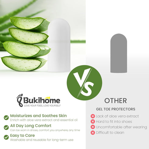 Silicone Toe Protectors - 12 Pack Gel Toe Sleeves with Aloe Vera for Pain Relief and Protection