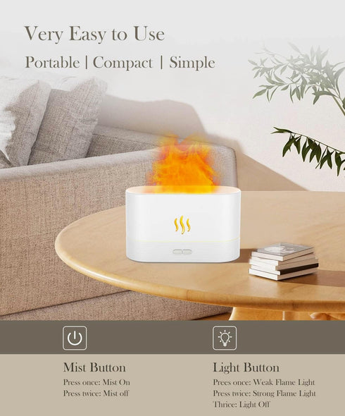 Flame Air Diffuser Humidifier - Upgraded Scent Diffuser for Essential Oils, Ultrasonic Aromatherapy, Auto-off Function