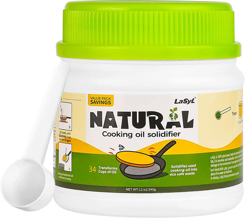 ?????????? Natural Cooking Oil Solidifier Powder, 100% Plant-Based Hardener for Disposal, Value Pack 12 Oz
