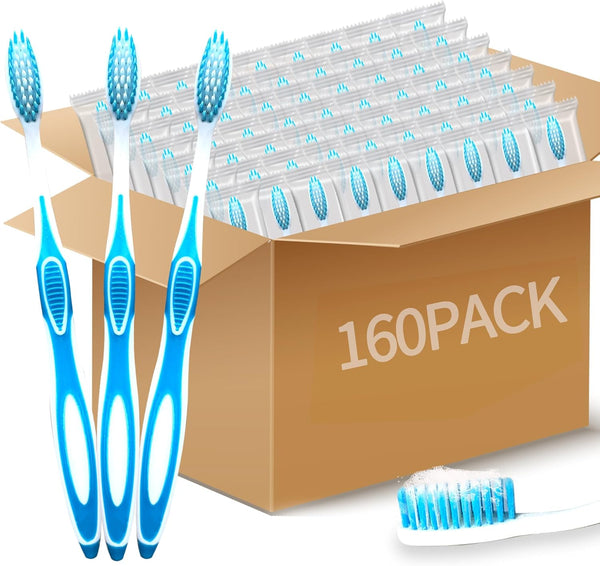 Medanera 160 Pcs Prepasted Disposable Toothbrushes Bulk Plastic Individually Wrapped Toothbrushes with Toothpaste