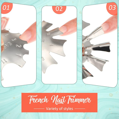Maitys 3 Pieces French Nail Trimmer Smile Line Cutter Edge Trimmer, Stainless Steel French Tip Cutters Manicure DIY