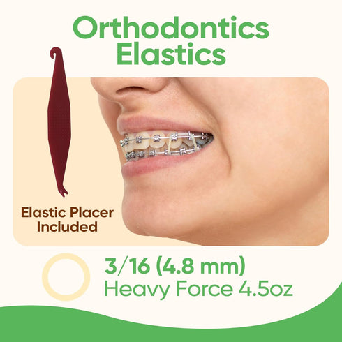 Premium Quality Orthodontic Rubber Bands for Braces, 100 Pack, Natural, Heavy Force