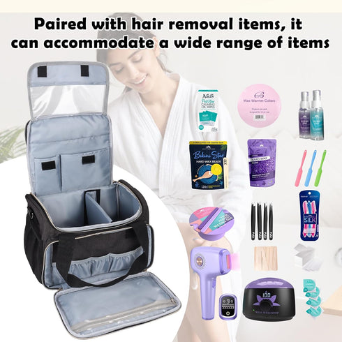 Waxing Kit Carry Bag Compatible with Tress Wellness, Portable Organizer for Wax Warmer and Accessories, Elegant Grey