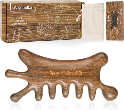 Wooden Gua Sha Facial Tool Mothers Day Gift for Mom, Natural Sandalwood Guasha Tool for Head Neck Body Care, Ergonomic