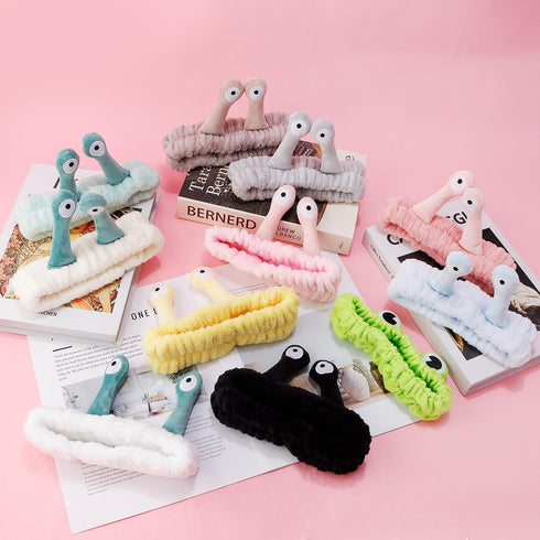 Light Pink Snail Face Wash Headband, Funny Skincare Spa Headband with Cute Alien Antenna for Women