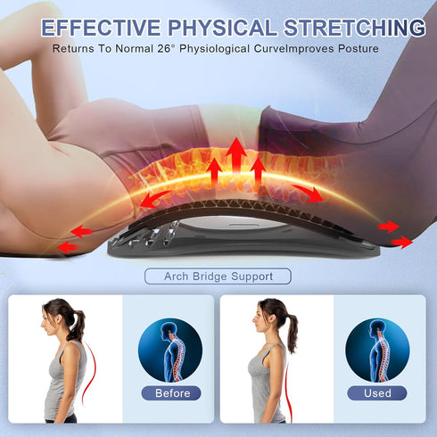 MINOLL Back Stretcher for Lower Back Pain Relief, Multiple Level Adjustable Arch Lumbar Back Cracker Board, Back