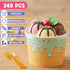 Jingmore 240 Set 4oz Ice Cream Paper Cups with Lids and Spoons, Disposable Sundae Bowls, Dessert Cups for Birthday