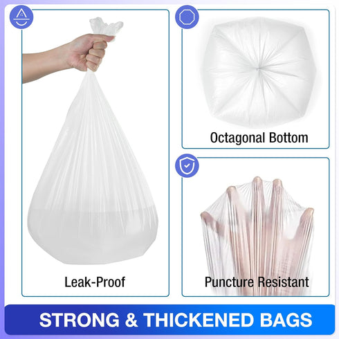 Charmount 8 Gallon Trash Bags, 110 Count, Clear Medium Garbage Bags for Bathroom Kitchen Office