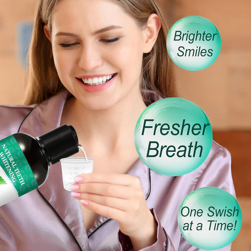 Coconut Mint Oil Pulling, 2 Pack Whitening Mouthwash for Teeth and Gums with Tongue Scraper & Measuring Cup