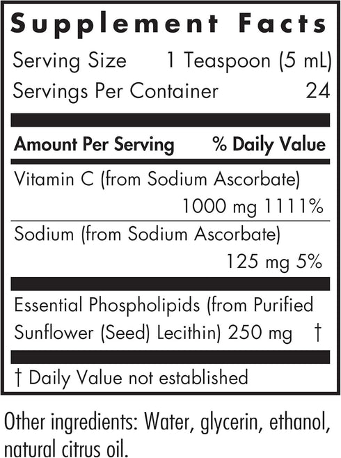 Nutricology Micro Liposomal C Supplement - 1000mg Liquid Vitamin C, 4 Fl Oz