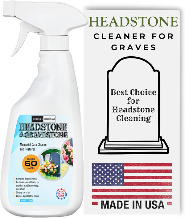 Riverside Essentials 16oz Headstone Cleaner for Graves, Tombstones & Headstones - Highly Effective Solution