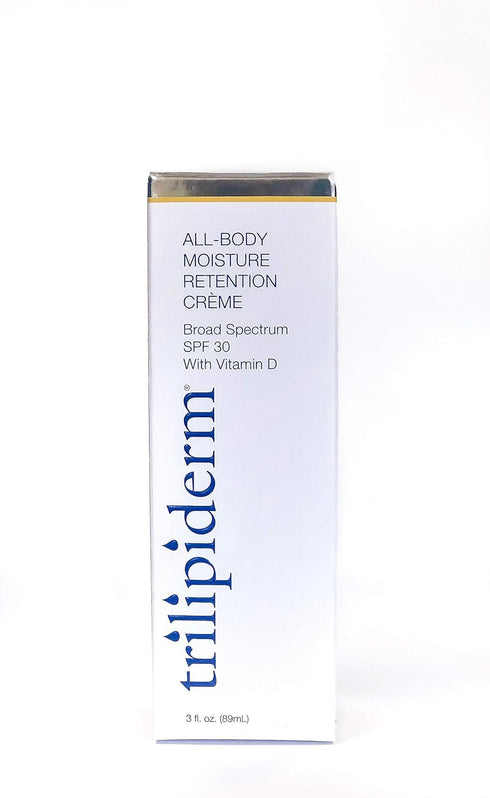 Trilipiderm All-Body Moisture Retention Crème, Broad Spectrum SPF 30 with Vitamin D, 2-PACK Travel-Size 3 Ounce Tubes