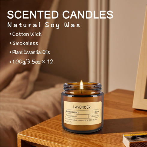 TLNFHRPI 12 3.05oz, Pcs Scented Candles with Added Natural Essential Oils, Suitable for Various Festivals, Parties