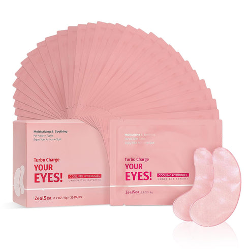ZealSea 20 Pairs Eye Gel Pads for Dark Circles, Wrinkles, Eye Bags, Puffy Eyes - Hydrating Anti-Aging Under Eye Mask