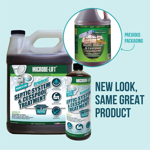 MICROBE-LIFT Septic Tank and Cesspool Treatment Enzymes - 32 Fl Oz (Pack of 2) - 6 Month Supply for Digestion of