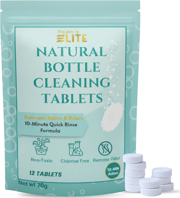 Salem's Elite Brand 12 Effervescent Water Bottle Cleaning Tablets | Tumbler Cleaning Tablets | Deodorizes