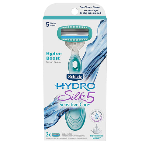 Schick Hydro Silk Sensitive Women's Razor | 5-Blade Razors for Sensitive Skin | 1 Handle & 2 Blade Refills