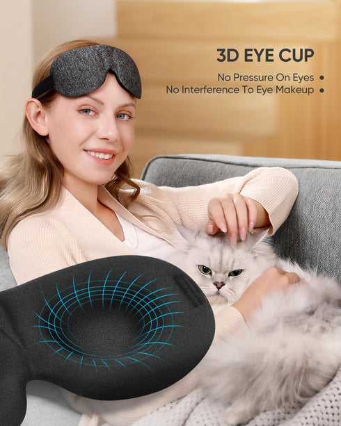 LKY DIGITAL Sleep Mask for Side Sleeper, 3 Pack Blackout 3D Eye Mask for Sleeping, Night Blindfold for Men Women