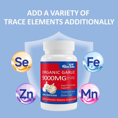 RimTuku 9000MG 30:1 99%+, 2+ 120 Aged Garlic Extract Organic Garlic Supplement Powder Extract Formula, with Alliin