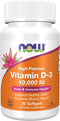 NOW Supplements Vitamin D-3 10,000 IU, 30 Softgels, Highest Potency for Structural Support