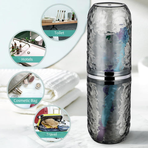 2Pcs Travel Toothbrush Case with Lid, 8.6x2.2x2.2in Portable Holder, Transparent 3D Pattern