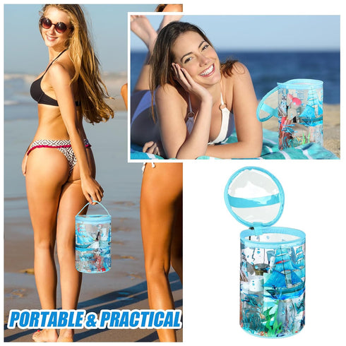 Sanwuta Clear Lotion Toiletry Bag | Travel Makeup Case Waterproof PVC Cosmetic Bag with Handle Zipper, Portable