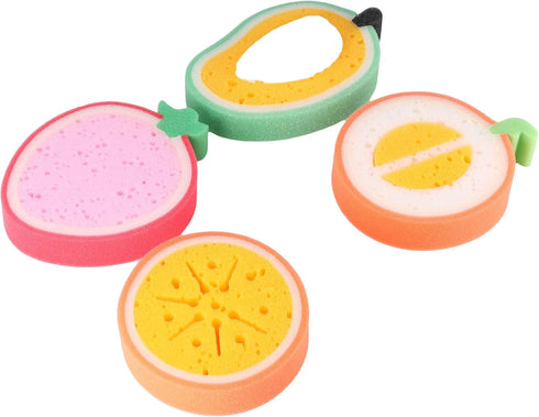 4pcs Fruit Shaped Bathing Sponges | Cute Dish Cleaning Scrubber | Lightweight Kitchen Sponge for Washing Dishes