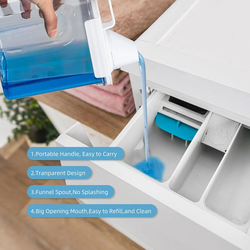 Laundry Detergent Container, 2-Pack 68oz Dispenser with 5 Labels for Laundry Room Organization