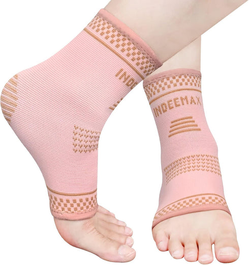 INDEEMAX Copper Ankle Brace for Women Men, Left and Right Foot Compression