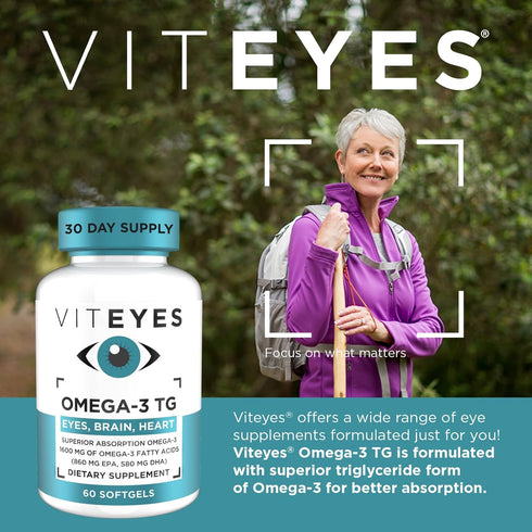 Viteyes Omega-3 TG, Supports Eye & Heart Health, Natural Triglyceride Fish Oil Formula, 60 Count