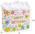 SUNCOLOR 13" Large Birthday Gift Bags with Tissue Paper and Card, Flowers Design