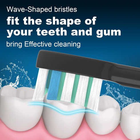 6 Pack Toothbrush Replacement Heads Compatible with WaterPik Sonic Fusion 2.0, FitMount Flossing Brush Head, Black