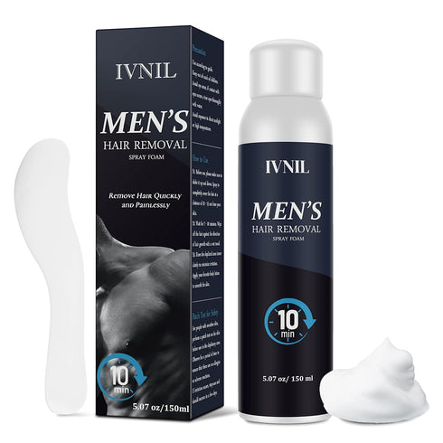 IVNIL Hair Removal Spray Foam for Men, Effective Painless Cream for Underarm, Chest, Back, Legs - All Skin Types
