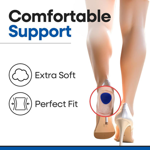 Gel Heel Pads for Shoes, Plantar Fasciitis Cups for Pain Relief, Silicone Cushions, Protector Insoles, 3 Pairs (LARGE)