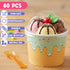 Jingmore 60 Set 4oz Ice Cream Paper Cups with Lids and Spoons, Disposable Sundae Bowls, Dessert Cups for Birthday Party