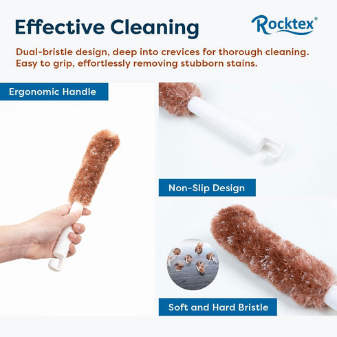 2 Pack Drain Cleaning Brush with Ergonomic Handle and Dual-Bristles Design for Kitchen Drains, Sink Strainer, Shower and Bathtub Hair Clogs, Effectively Removes Drain Dirt, Sink Cleaner