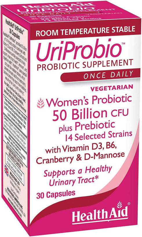 UriProbio Women's Probiotic Supplement - Supports Healthy Urinary Tract with Vitamin D3, B6, Cranberry & D-Mannose