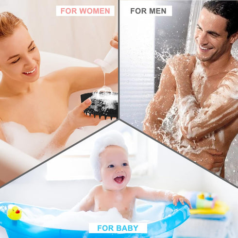 Upgrade Body Scrubber and Hair Shampoo Brush, Premium Silicone Loofah, Exfoliating Shower Scrubber, Scalp Massager for