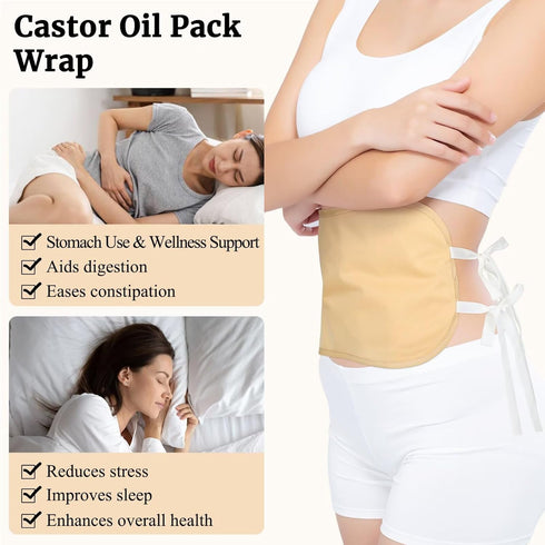 Pack Pack Castor Oil Wrap for Stomach, Reusable Castor Oil for Liver Detox (Yellow)