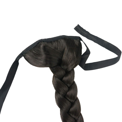 Lydell 24" Long Fishtail Braid Wrap Around Ponytail Extension, Synthetic Hairpiece in #4 Dark Brown