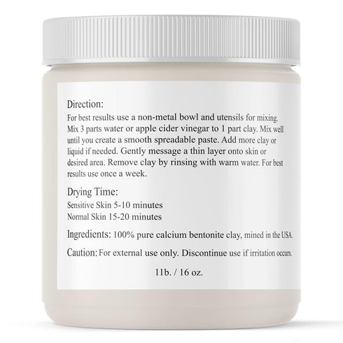 Plant Guru Indian Healing Clay - 1 lb. 100% Natural Calcium Bentonite Clay Powder for Deep Pore Cleansing