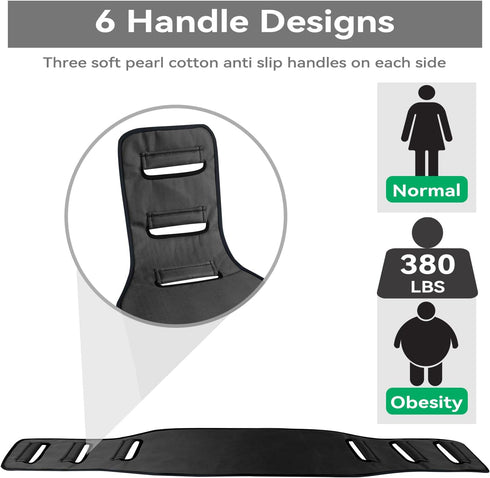 Transfer Sling,Padded Assist Gait Belt for Seniors, Heavy Duty Patient - Lifting Aids Mobility Standing and Lifting Aid