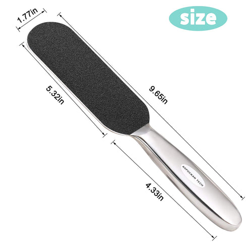 Professional Pedicure Foot File, Coarse/Fine Double Side Reusable Stainless Steel Cracked Skin Corns Callus Remover