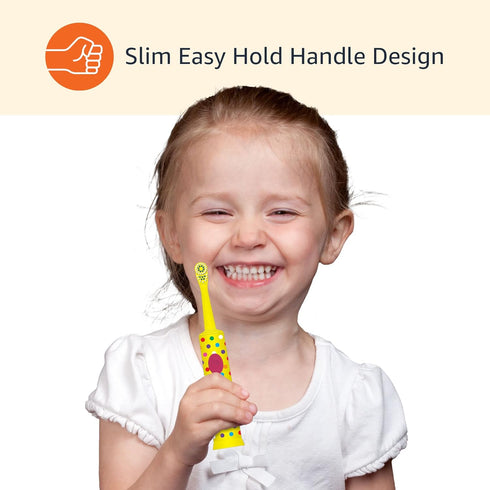 Amazon Basics Kids Toothbrush, Battery Powered, 2 Count, Yellow & Blue (Previously Solimo)