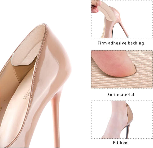 Heel Grips Liner Cushions Inserts for Loose Shoes, Self-Adhesive Soft Pads for Heel Pain Relief
