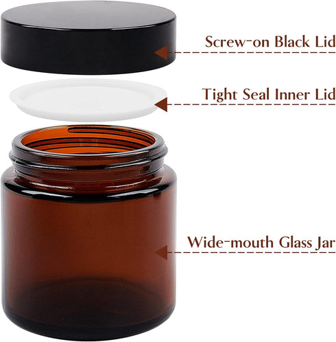 TUZAZO 12 Pack 4 Oz Amber Round Glass Jars, Empty Candle Making and Cosmetic Containers with Lids