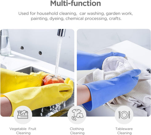 IUCGE 2 4 Rubber gloves dishwashing or Pairs for Kitchen,Cleaning gloves for household Reuseable.