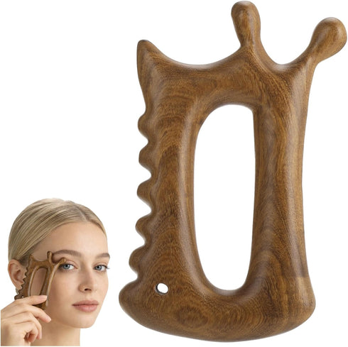 Wooden Gua Sha Massage Tool for Face and Body, Acupressure Massager with Ergonomic Grip, Gua Sha Style Muscle Scraper