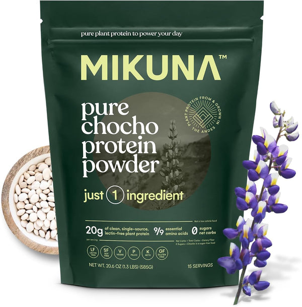 Mikuna Vegan Protein Powder, Unflavored, 15 Servings, Plant Based Chocho Superfood Protein, Dairy Free